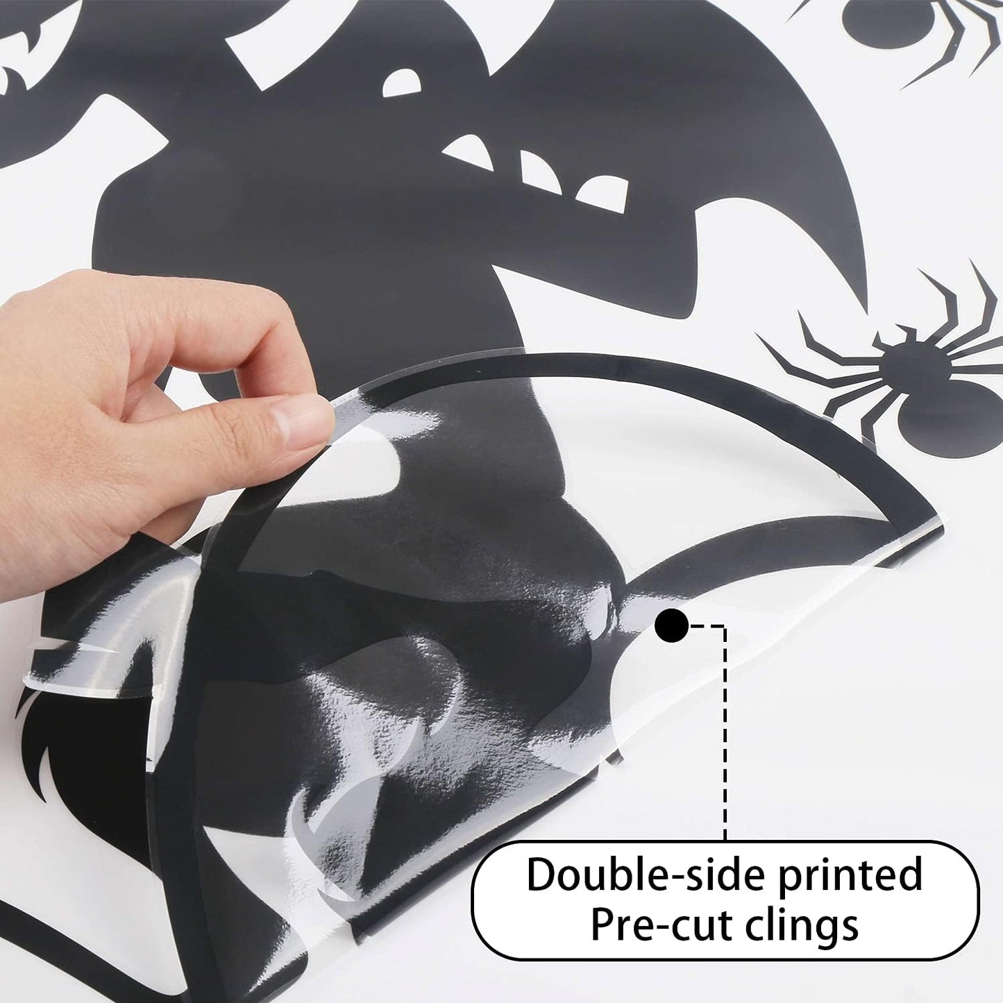 Halloween Window Cling Sticker,Giant Spooky Monster Silhouette Window Decal for Halloween Party Decoration,4 Sheet