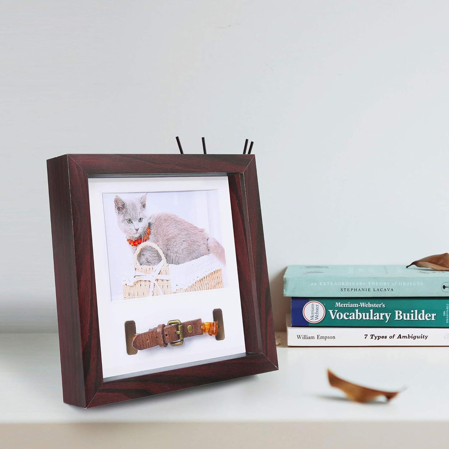 Pet Memorial Picture Frame - Dog Memorial Sentiment Frame for Loss of Dog Gifts - Pet Collar Frame Remembrance Sympathy Dog or Cat Tribute Keepsake, Mahogany