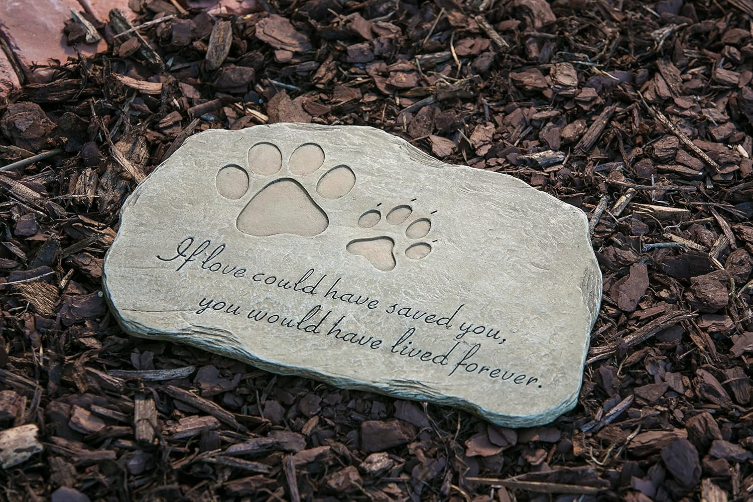 Pet Paw Print If Love Could Have Saved You Garden Memorial Stone | Outdoor Safe | 12-Inch | Rainbow Bridge | Remembrance for Lost Love One