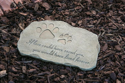 Pet Paw Print If Love Could Have Saved You Garden Memorial Stone | Outdoor Safe | 12-Inch | Rainbow Bridge | Remembrance for Lost Love One