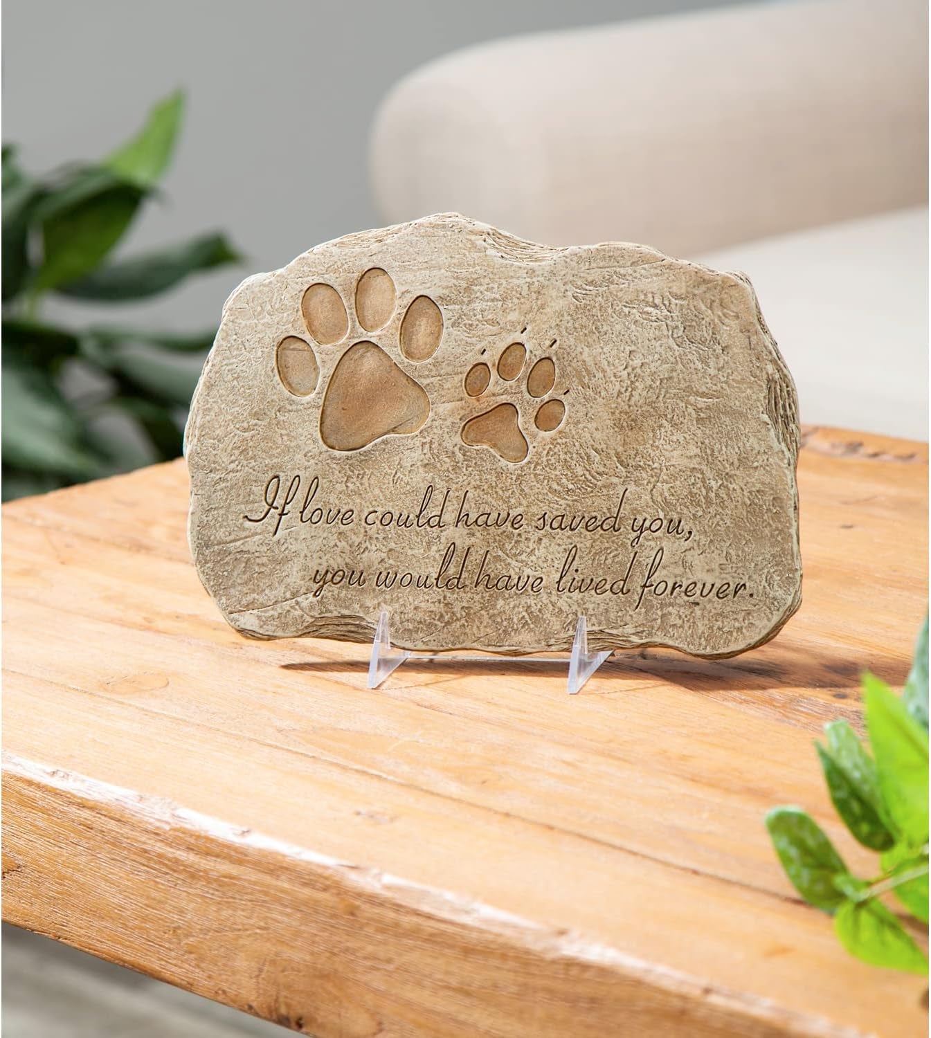 Pet Paw Print If Love Could Have Saved You Garden Memorial Stone | Outdoor Safe | 12-Inch | Rainbow Bridge | Remembrance for Lost Love One
