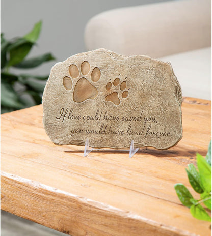 Pet Paw Print If Love Could Have Saved You Garden Memorial Stone | Outdoor Safe | 12-Inch | Rainbow Bridge | Remembrance for Lost Love One