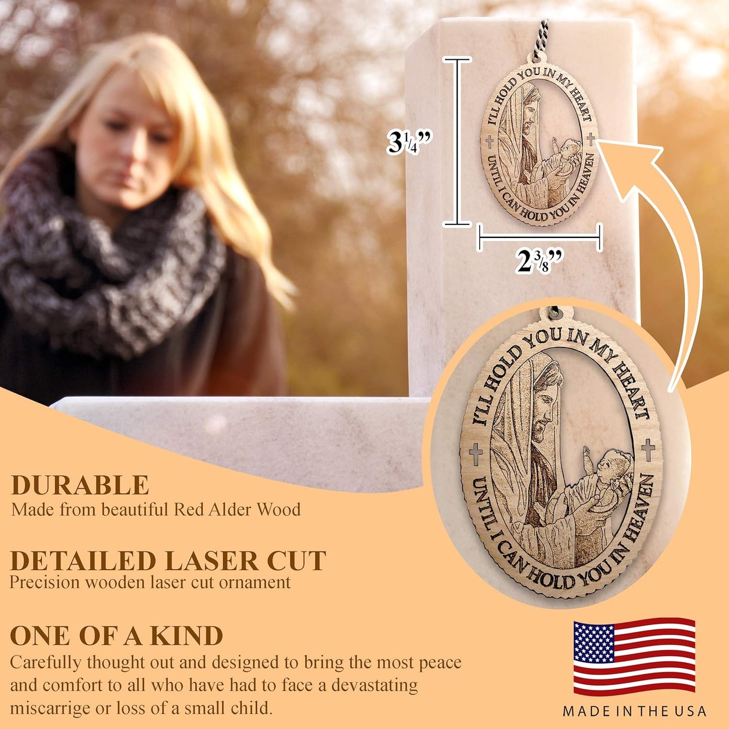 Miscarriage Gifts for Mothers - Grieving Mother Baby Loss Ornament - Wooden Bereavement Memorial Ornaments for Christmas Tree - Sorry for You Loss Comfort Remembrance Gift - USA Made