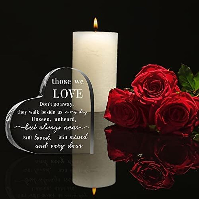 Bereavement Gift Acrylic Heart Sympathy Memorial Condolence Gift for Loss of Loved One Remember Me Grieving Present for Remembrance Table Decor(6 X 6 X 0.6 Inch)