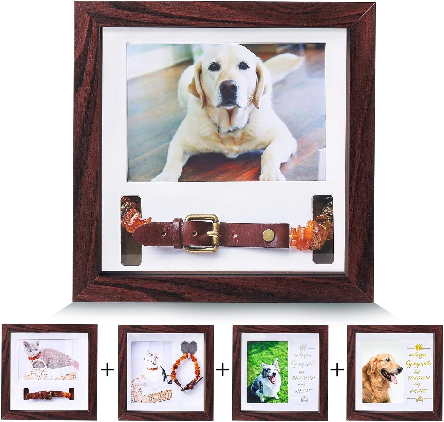 Pet Memorial Picture Frame - Dog Memorial Sentiment Frame for Loss of Dog Gifts - Pet Collar Frame Remembrance Sympathy Dog or Cat Tribute Keepsake, Mahogany