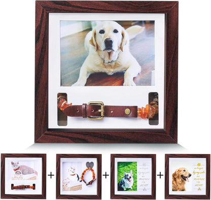 Pet Memorial Picture Frame - Dog Memorial Sentiment Frame for Loss of Dog Gifts - Pet Collar Frame Remembrance Sympathy Dog or Cat Tribute Keepsake, Mahogany