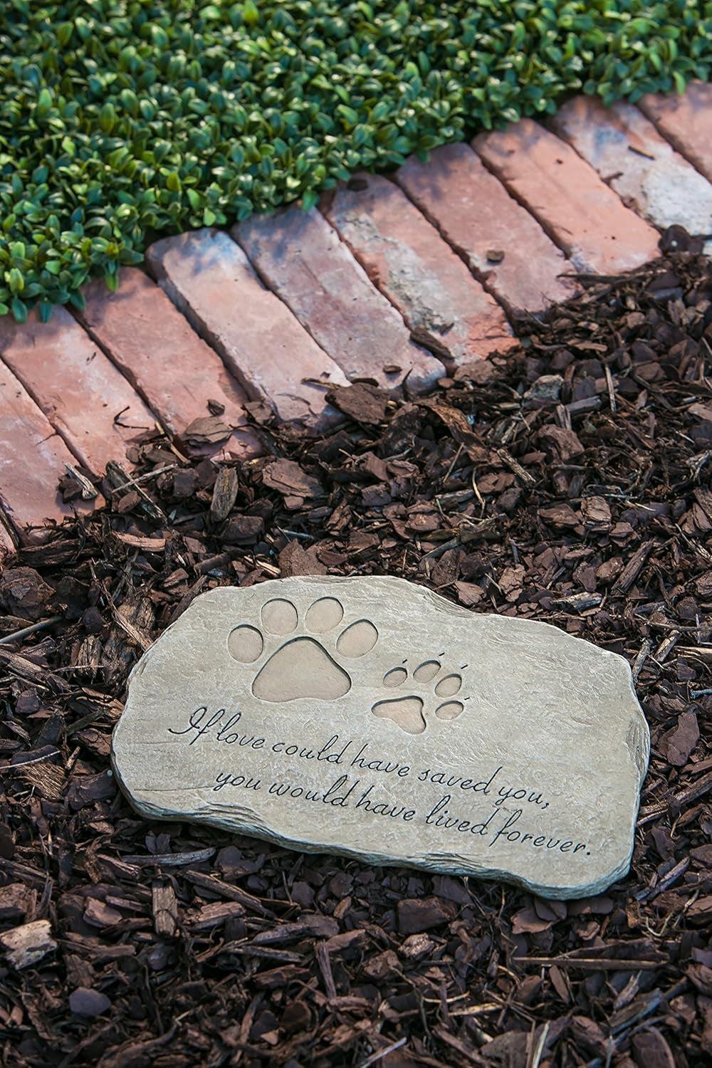 Pet Paw Print If Love Could Have Saved You Garden Memorial Stone | Outdoor Safe | 12-Inch | Rainbow Bridge | Remembrance for Lost Love One