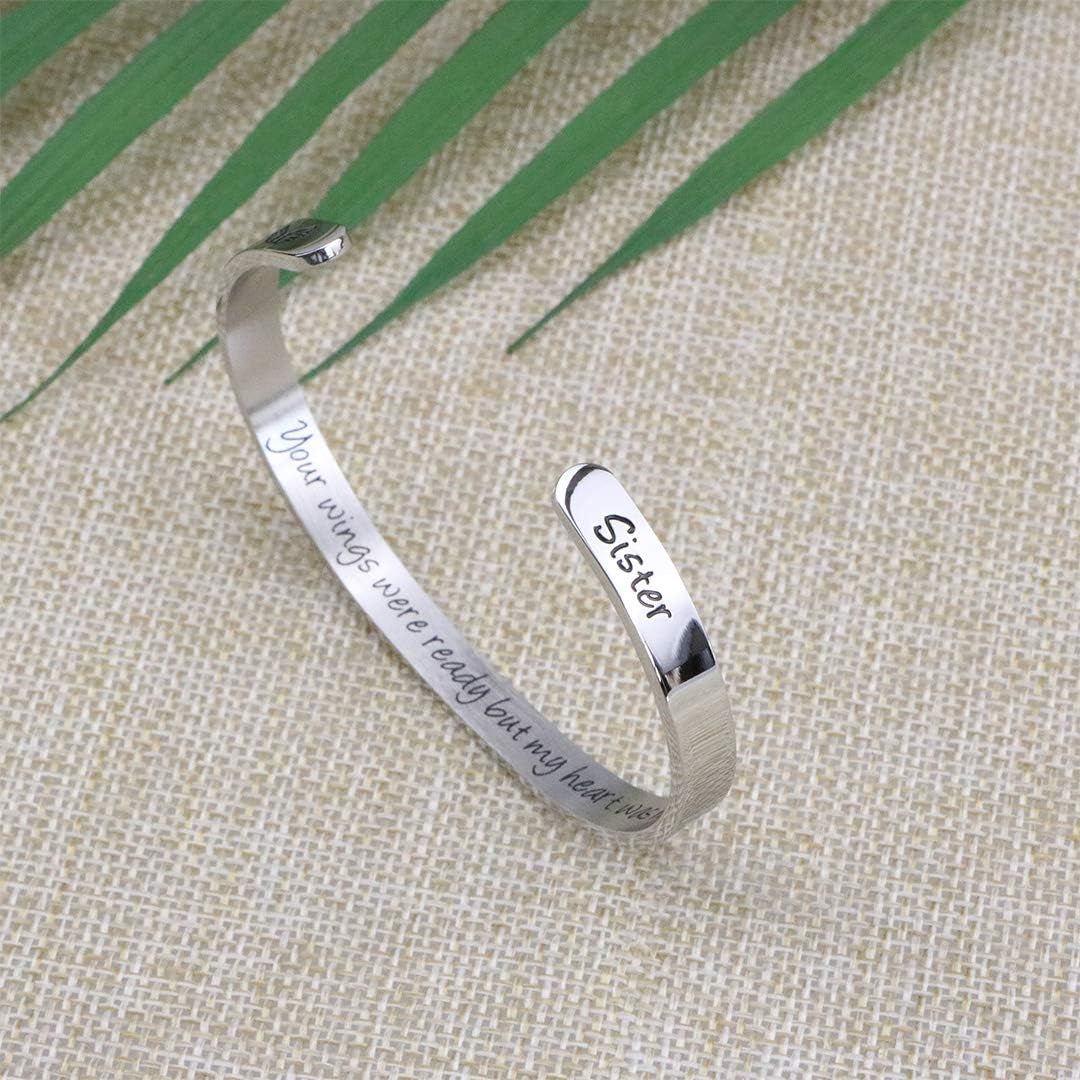 Personalized Sister Memorial Bracelet Sympathy Jewelry Loss of Sister Gift Her Wings Were Ready My Heart Was Not