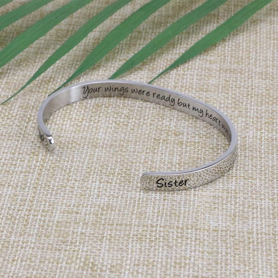 Personalized Sister Memorial Bracelet Sympathy Jewelry Loss of Sister Gift Her Wings Were Ready My Heart Was Not