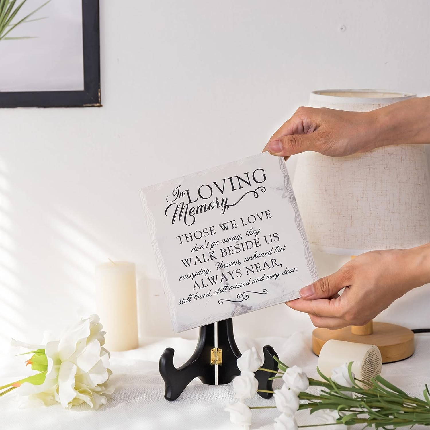 Sympathy Gifts for Loss of Loved One in Memory of Mother Father Plaque with Wooden Stand Bereavement/Condolences/Grief Gifts-Funeral Decor Sign Sorry for Your Loss Remembrance-Poem(3 Options)