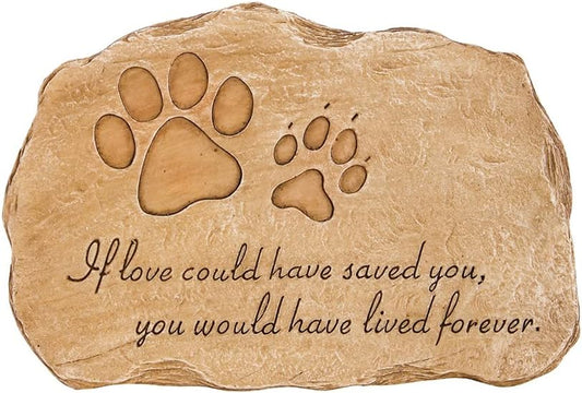Pet Paw Print If Love Could Have Saved You Garden Memorial Stone | Outdoor Safe | 12-Inch | Rainbow Bridge | Remembrance for Lost Love One