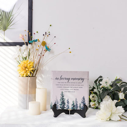 in Loving Memory Ceramic Tile with Wooden Stand, Remembrance Sympathy Gifts for Loss of Loved One- Bereavement/Condolences/Grief Gifts-Funeral Decor Sorry for Your Loss -Trees (3 Options)