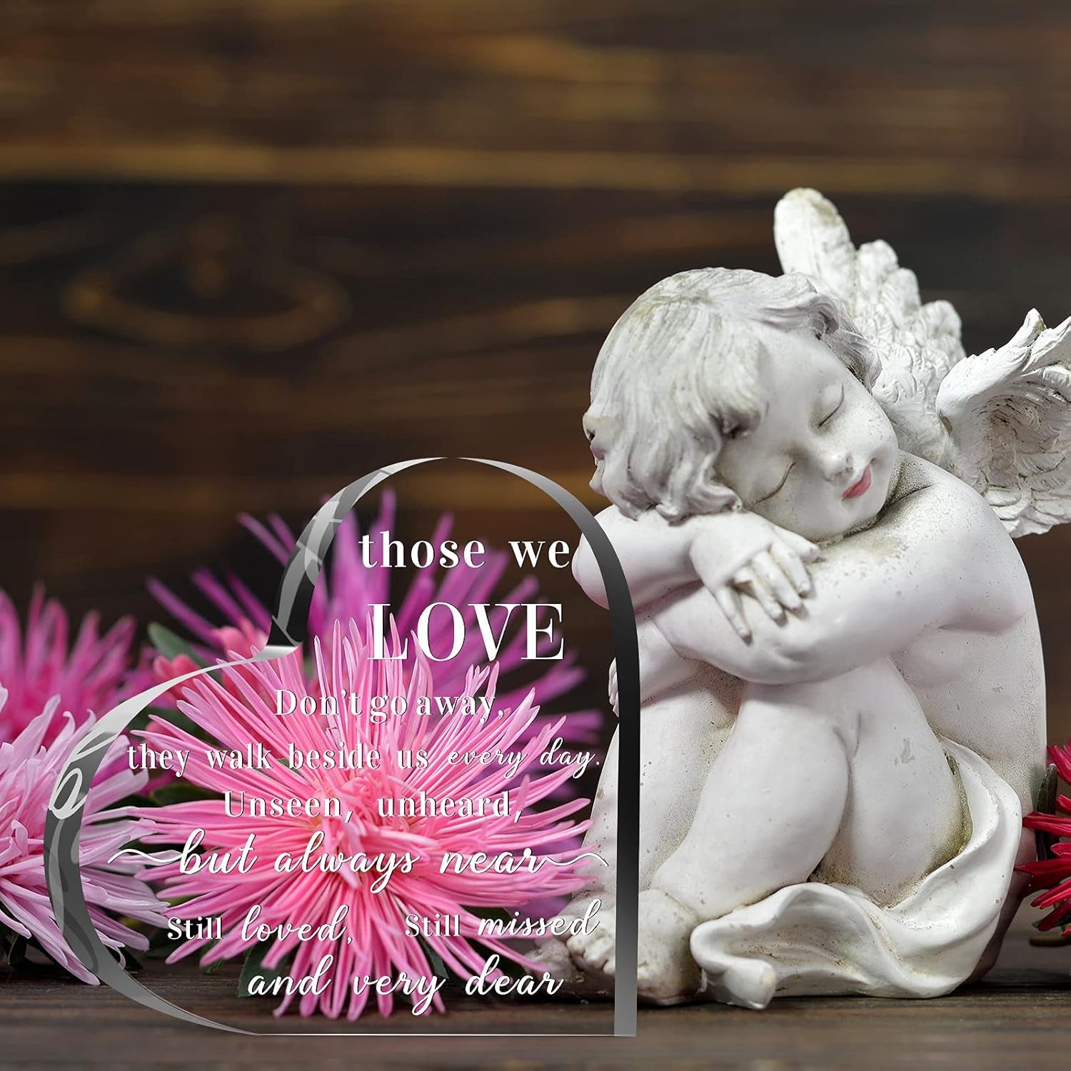 Bereavement Gift Acrylic Heart Sympathy Memorial Condolence Gift for Loss of Loved One Remember Me Grieving Present for Remembrance Table Decor(6 X 6 X 0.6 Inch)