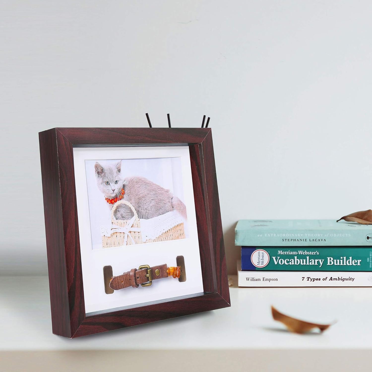 Pet Memorial Picture Frame - Dog Memorial Sentiment Frame for Loss of Dog Gifts - Pet Collar Frame Remembrance Sympathy Dog or Cat Tribute Keepsake, Mahogany