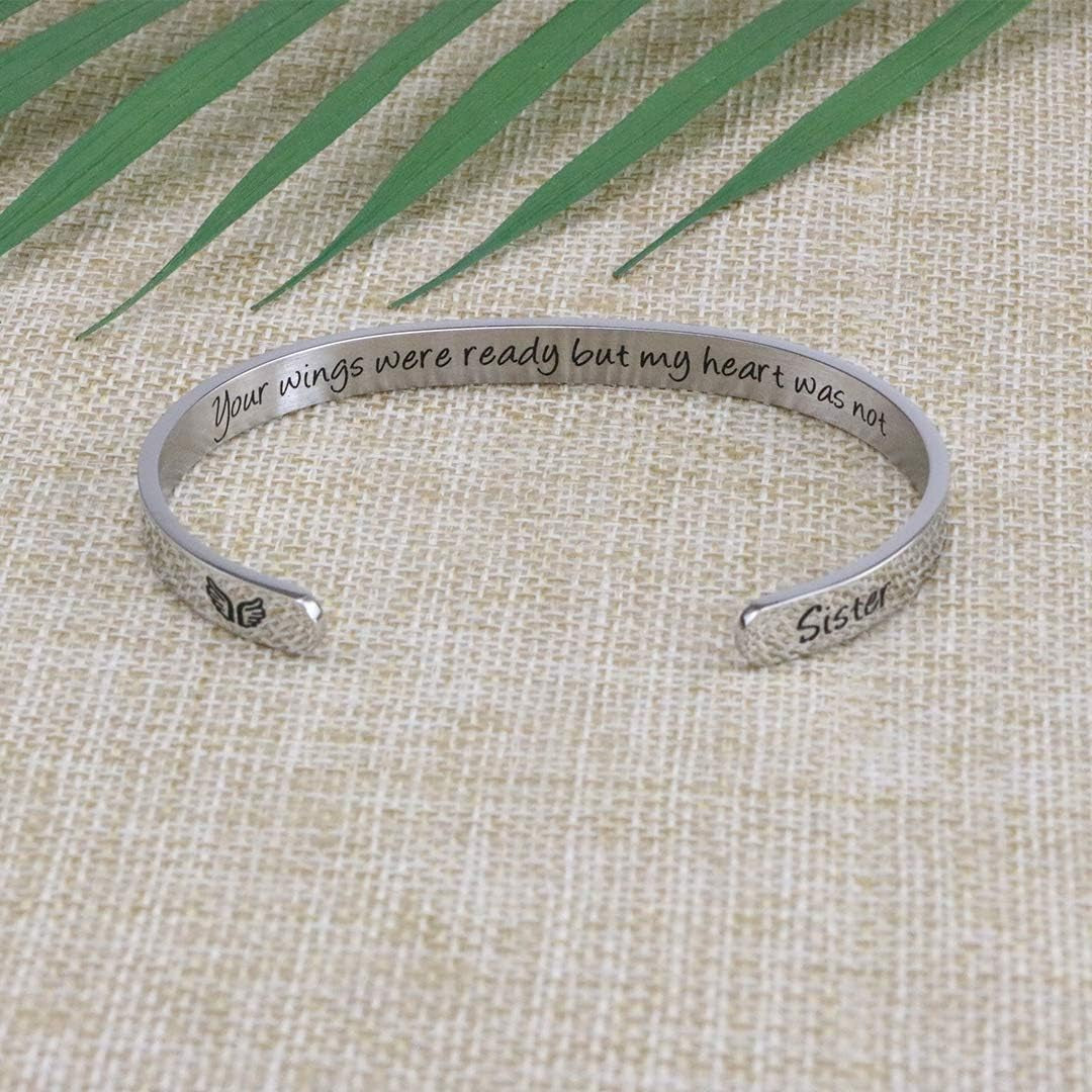 Personalized Sister Memorial Bracelet Sympathy Jewelry Loss of Sister Gift Her Wings Were Ready My Heart Was Not