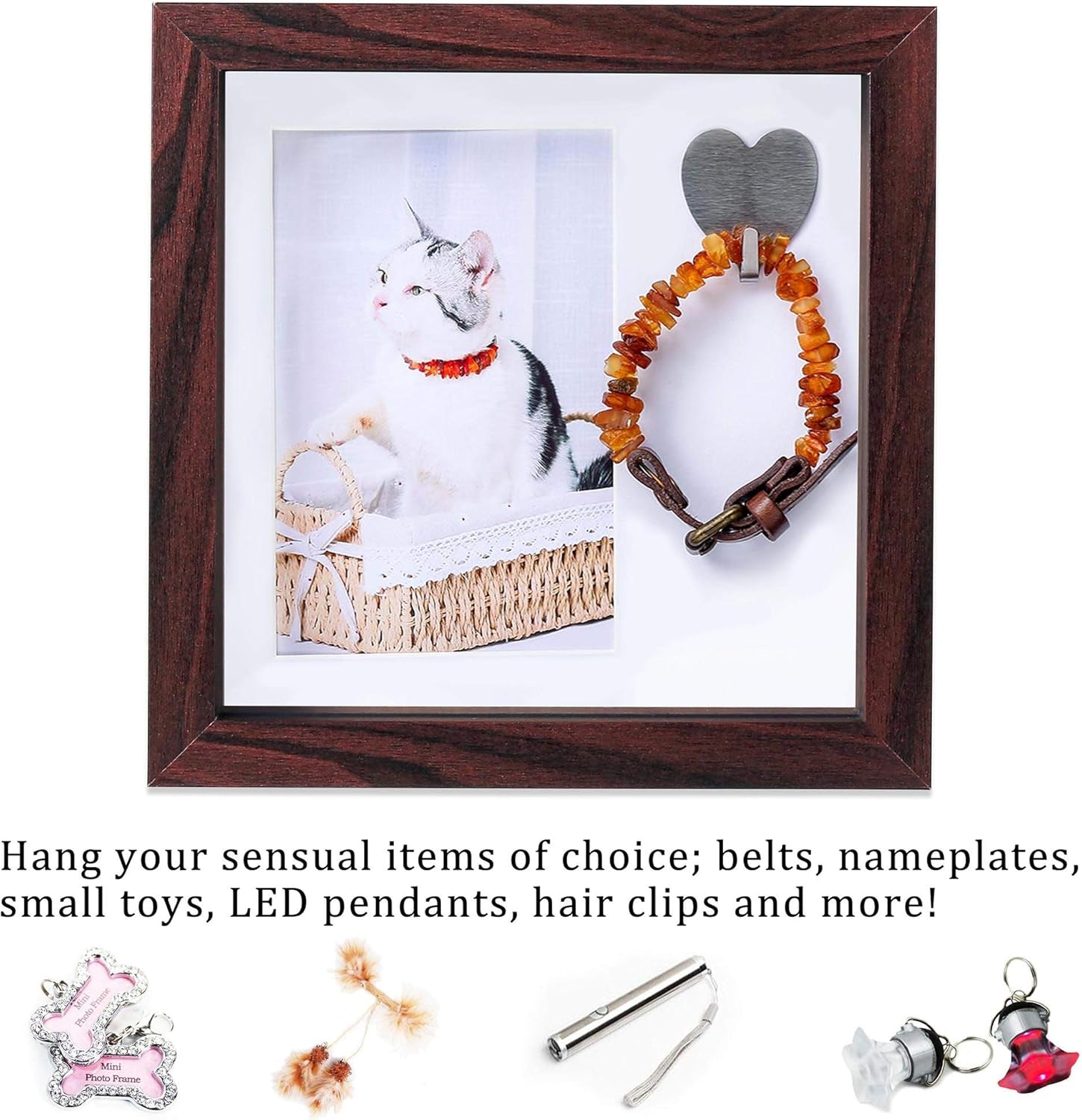 Pet Memorial Picture Frame - Dog Memorial Sentiment Frame for Loss of Dog Gifts - Pet Collar Frame Remembrance Sympathy Dog or Cat Tribute Keepsake, Mahogany
