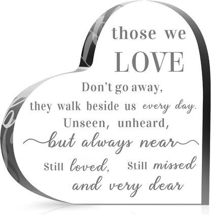 Bereavement Gift Acrylic Heart Sympathy Memorial Condolence Gift for Loss of Loved One Remember Me Grieving Present for Remembrance Table Decor(6 X 6 X 0.6 Inch)