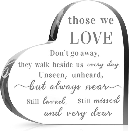 Bereavement Gift Acrylic Heart Sympathy Memorial Condolence Gift for Loss of Loved One Remember Me Grieving Present for Remembrance Table Decor(6 X 6 X 0.6 Inch)
